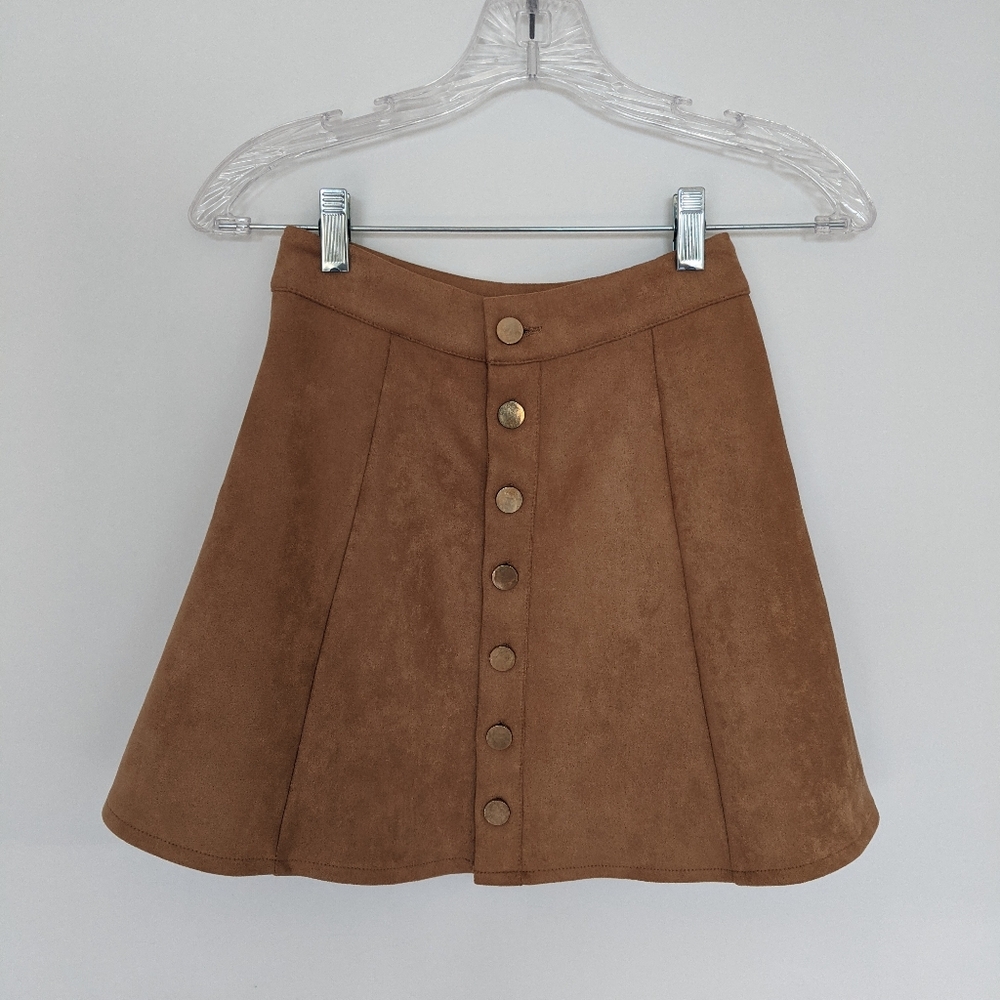 Faux Suede Mini Skirt Tan NWT